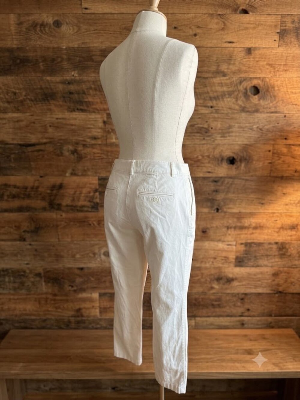 VINCE. Cream White Cotton Stretch Chino Pants Trousers 6 Classic Crop Slim - Picture 3 of 12